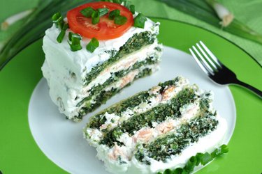 Fit Savory Spinach Cake with Salmon